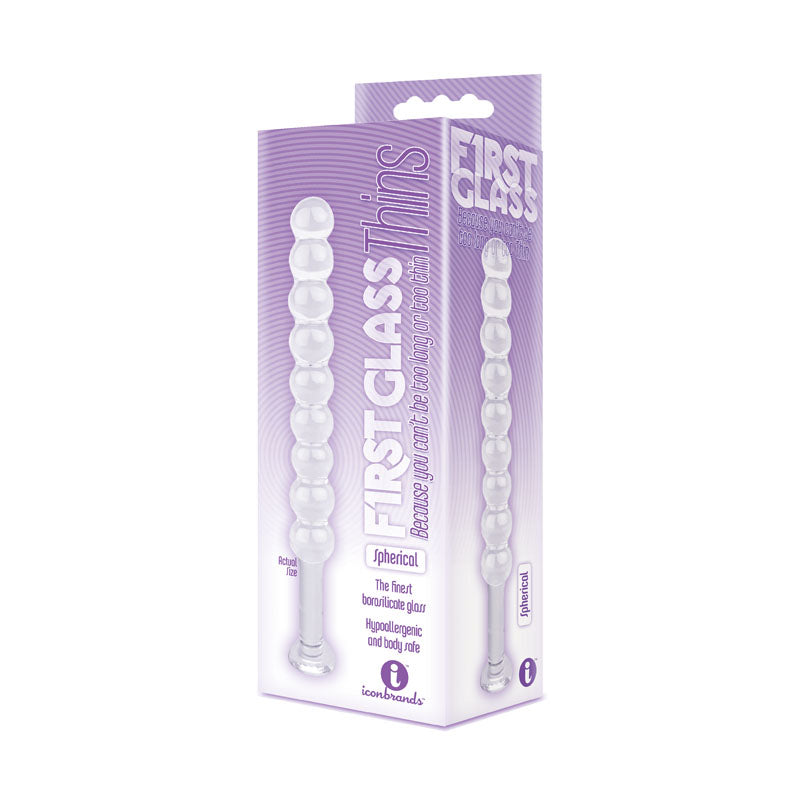 The 9's First Glass Thins, Spherical - Clear Glass 17.8 cm Anal Beads Icon Brands