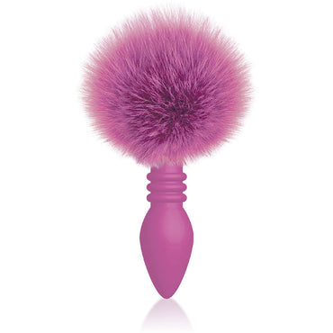 The 9's Cottontails, Ribbed Pink - Pink Butt Plug with Bunny Tail Icon Brands