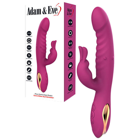 Adam & Eve ROSE GOLD G-SPOT RABBIT - Purple 22.5 cm USB Rechargeable Rabbit Vibrator with Flicking Tip Adam & Eve