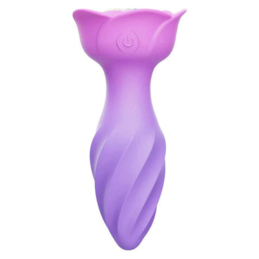 Adam & Eve ROTATING ROSE PLUG - Pink 12 cm USB Rechargeable Rotating & Vibrating Butt Plug with Gem Base Adam & Eve