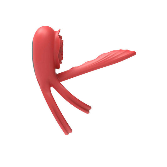 Adam & Eve VIBRATING ROSE GIRTH ENHANCER - Red USB Rechargeable Vibrating Cock & Ball Rings Adam & Eve