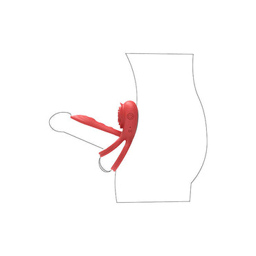 Adam & Eve VIBRATING ROSE GIRTH ENHANCER - Red USB Rechargeable Vibrating Cock & Ball Rings Adam & Eve