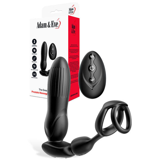 Adam & Eve THE GREAT EXPANDER - Black 14 cm USB Rechargeable Thrusting & Expanding Prostate Massager with Wireless Remote Adam & Eve