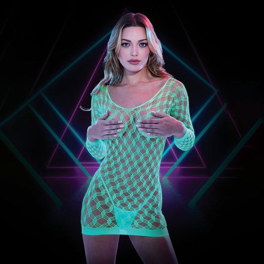 LAPDANCE Glow In The Dark Mini Dress - 1Size - Glow in the Dark - One Size Green - Club X