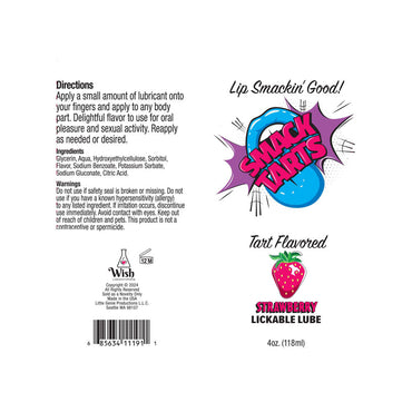 Smack Tarts - Sour Strawberry - Sour Strawberry Flavoured Lubricant - 120 ml Tube Little Genie