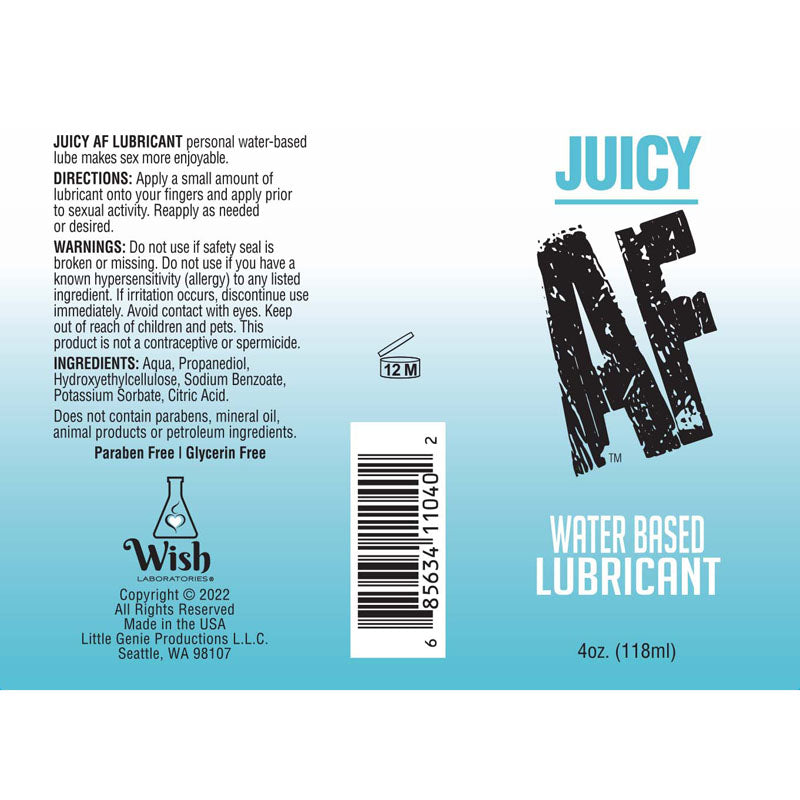 Juicy AF Water Based Lubricant - 118 ml - Water Based Lubricant - 118 ml Bottle Little Genie