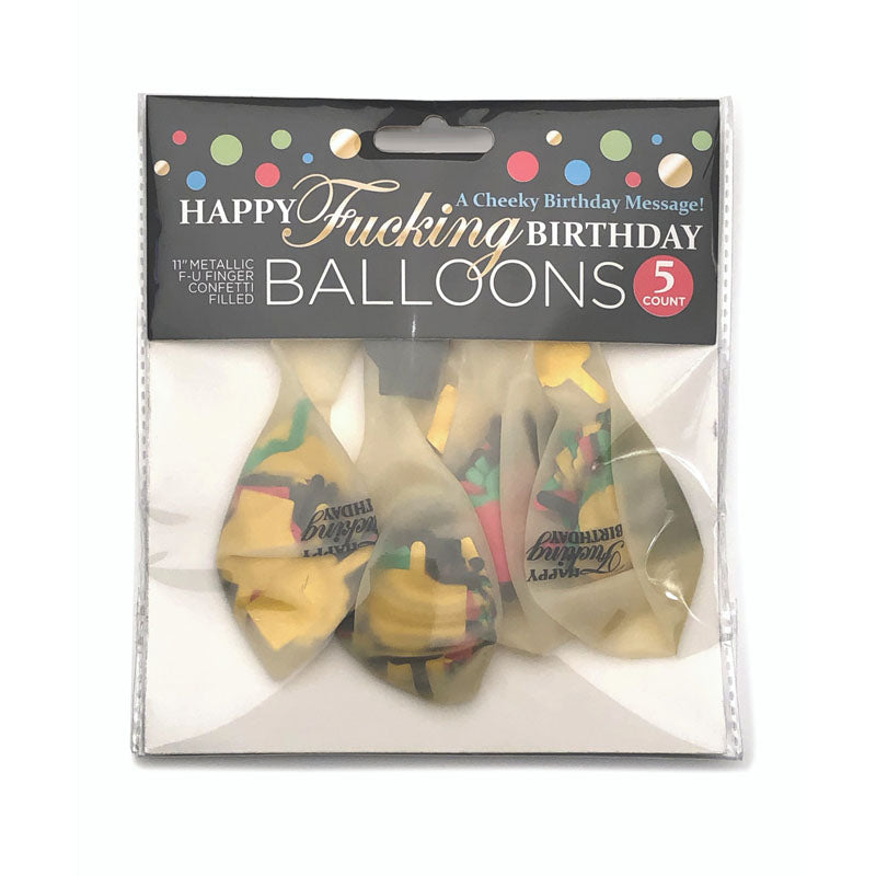 Happy Fucking Birthday Confetti Balloons - Party Balloons - Set of 5 Little Genie