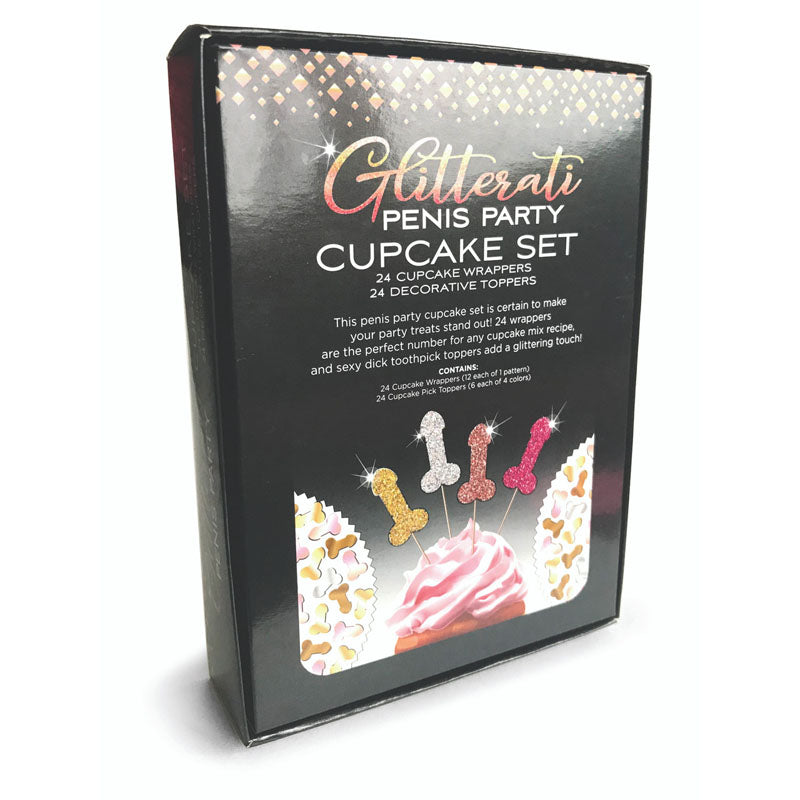 Glitterati - Penis Party Cupcake Set - Party Cupcake Set - Set of 24 Little Genie