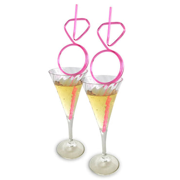 Glitterati - Diamond Ring Straws Set - Hens Party Novelty - Set of 8 Little Genie
