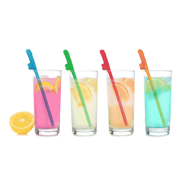 Super Fun Penis Party Straws - Coloured - Multi Coloured Dicky Straws - 8 Pack Little Genie