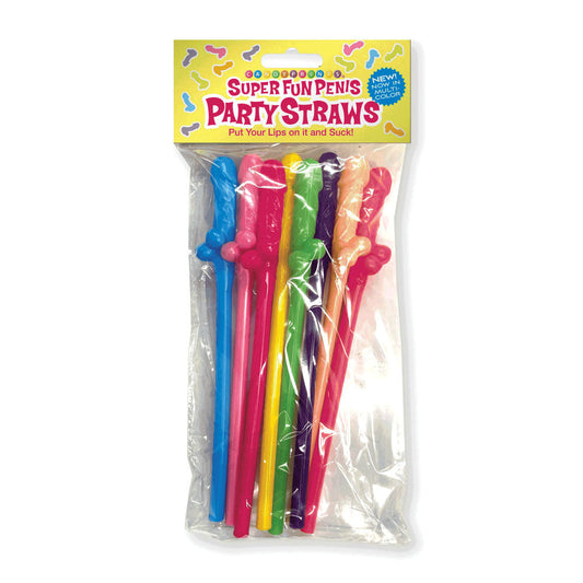 Super Fun Penis Party Straws - Coloured - Multi Coloured Dicky Straws - 8 Pack Little Genie