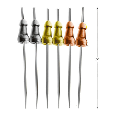 Glitterati Hors d'Oeuvre Picks - 6 Pack - Stainless Steel 18 cm Food Picks - Set of 6 Little Genie