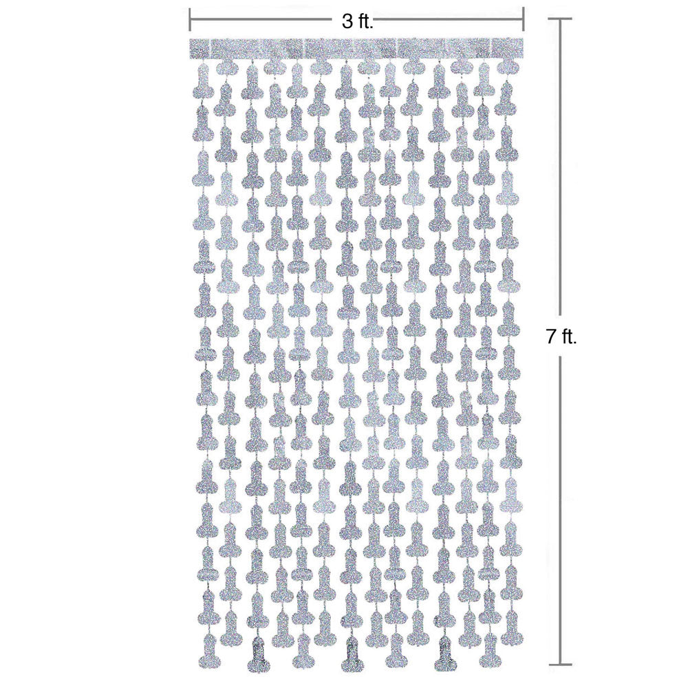 Glitterati - Penis Party Disco Metallic Curtains - Party Doorway Decoration - Set of 2 Little Genie