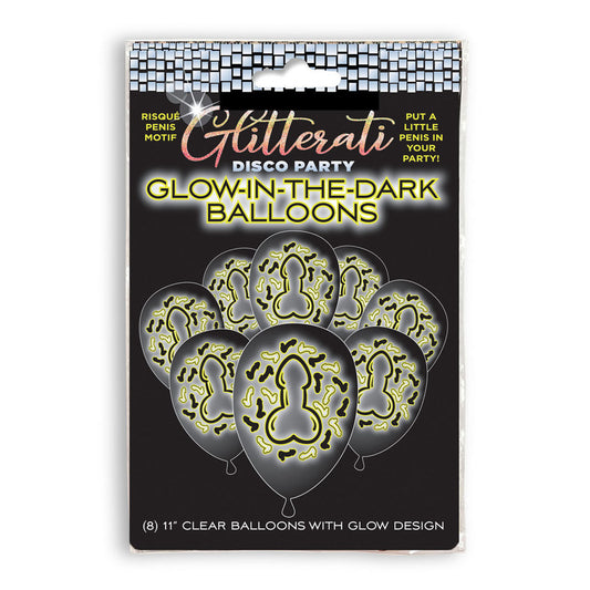 Glitterati Disco Party Glow In The Dark Balloons - Novelty Hens Party Balloons - 8 Pack Default Title - Club X
