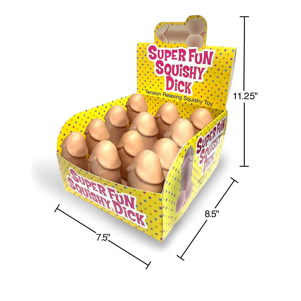 Super Fun Squishy Dick - Counter Display - Novelty Stress Penis - Counter Display of 12 Little Genie