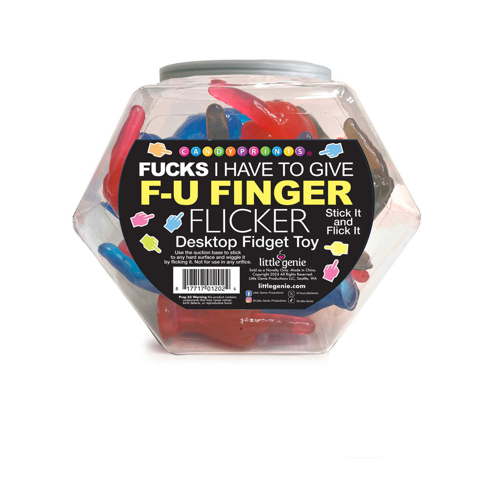 Fucks I Have To Give F-U Finger Flicker - Display - Novelty Fidget Toy - Fishbowl Display of 24 Little Genie