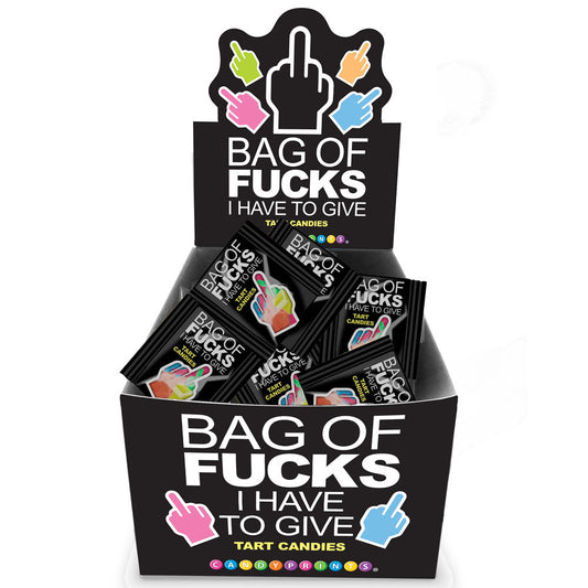 Bag Of Fucks I Have To Give - Display - Fruit Flavoured Lollies - Counter Display of 100 Mini Packs Little Genie