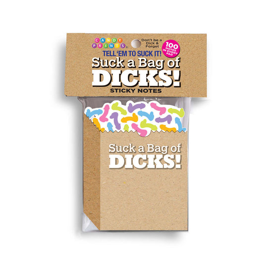 Suck A Bag Of Dicks! Sticky Notes - Novelty Sticky Notes - 100 Pack Coloured - Club X