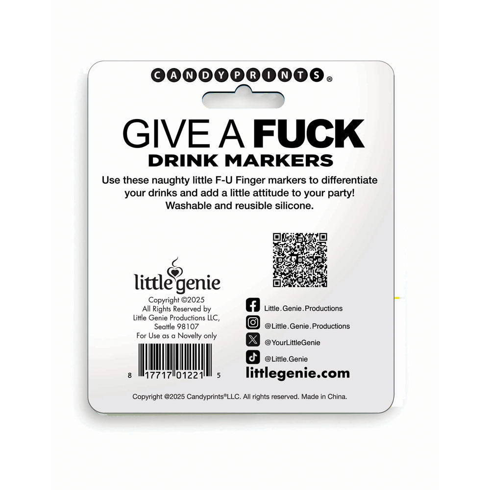 Give A Fuck Drink Markers - Novelty Drink Markers - Set of 6 Little Genie