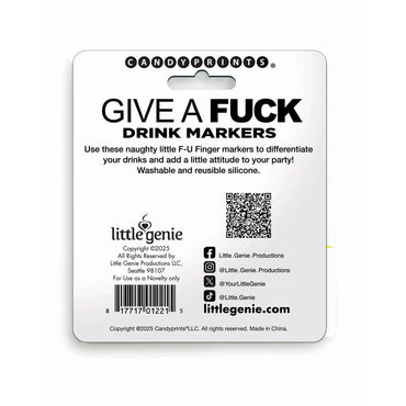 Give A Fuck Drink Markers - Novelty Drink Markers - Set of 6 Little Genie