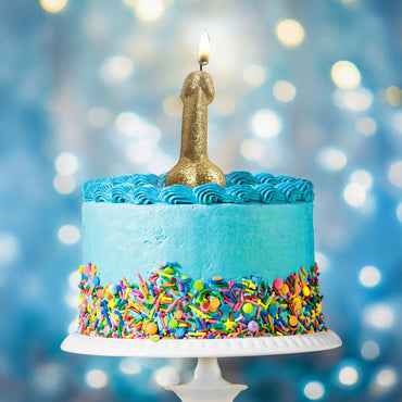 Glitterati Gold Glitter Penis Candle - Gold 10 cm Penis Party Candle Little Genie