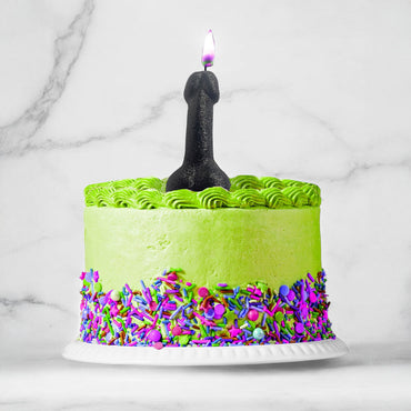 Glitterati Black Glitter Penis Candle - Black 10 cm Penis Party Candle Little Genie