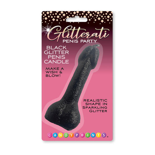Glitterati Black Glitter Penis Candle - Black 10 cm Penis Party Candle Little Genie