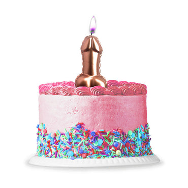 Glitterati Metallic Pink Penis Candle - Rose Gold 10 cm Penis Party Candle Little Genie
