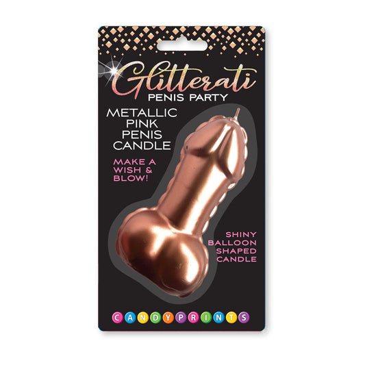 Glitterati Metallic Pink Penis Candle - Rose Gold 10 cm Penis Party Candle Rose Gold - Club X