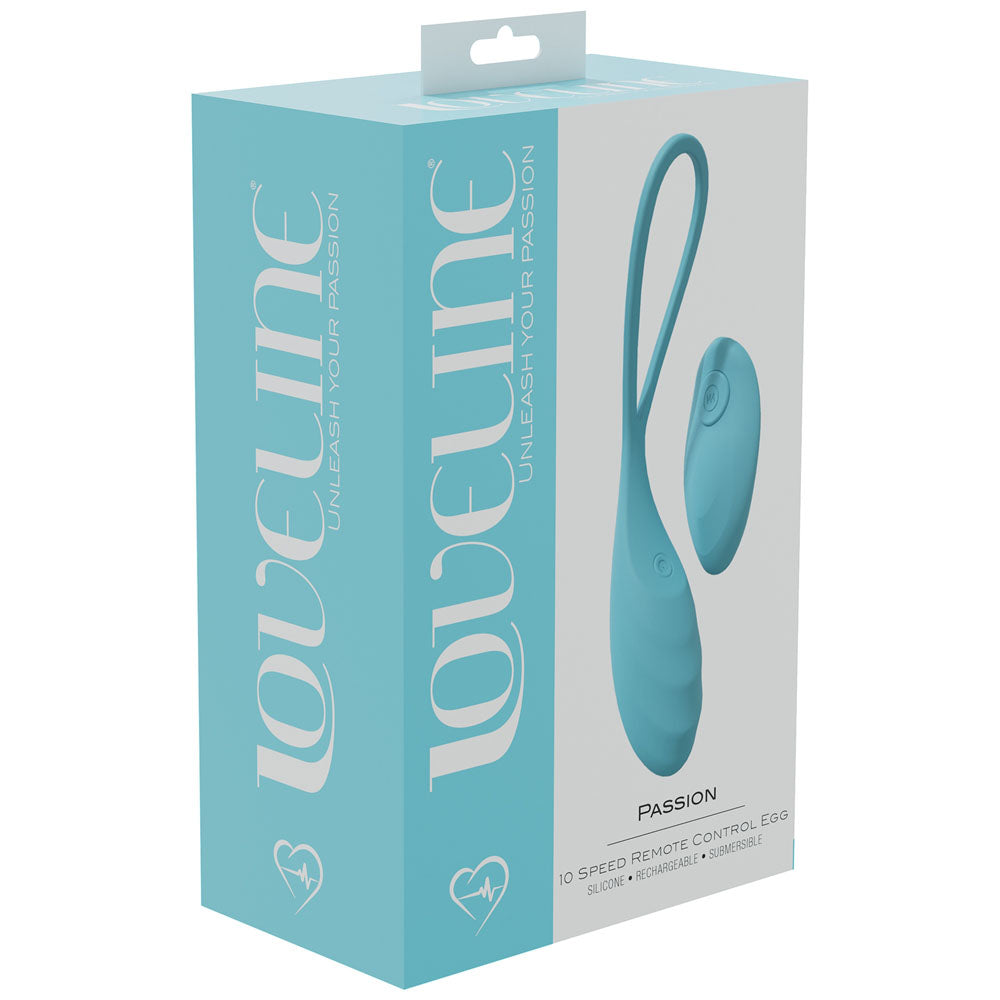 LOVELINE Passion - Blue - Blue USB Rechargeable Vibrating Egg with Wireless Remote Shots Toys