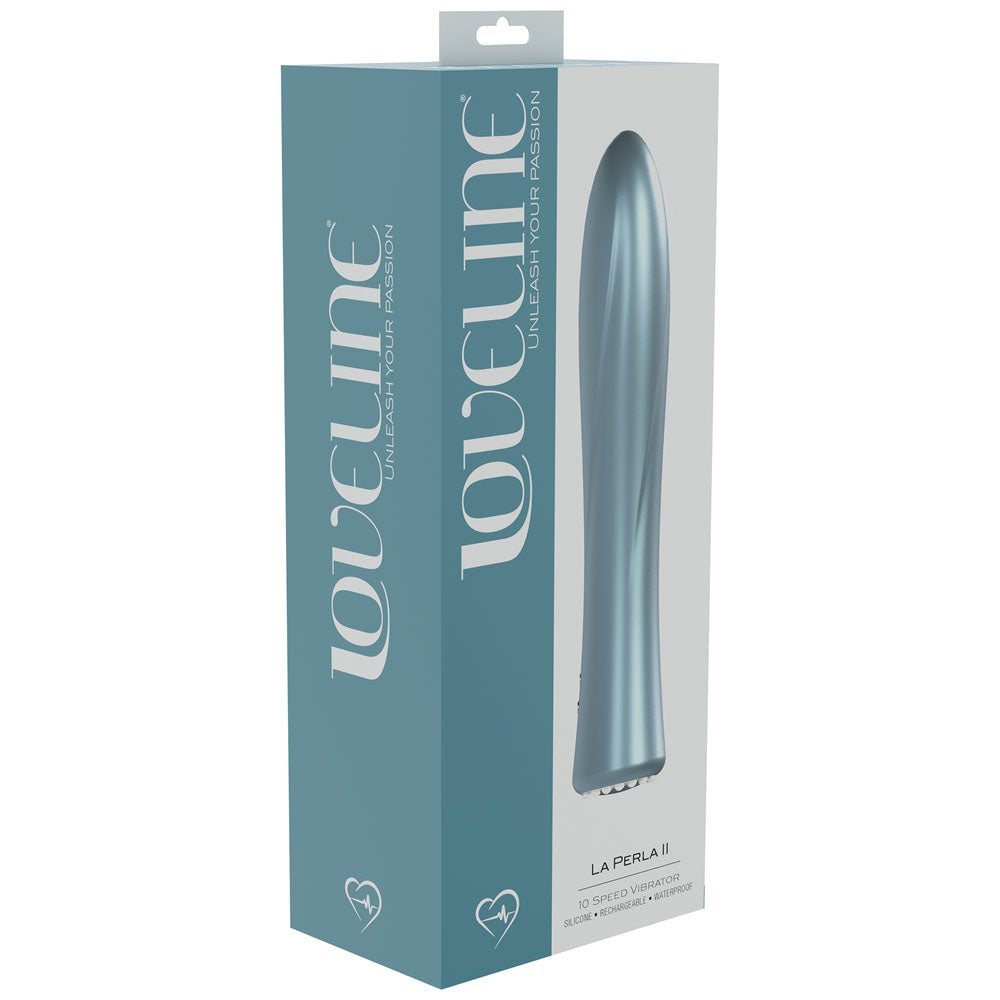 LOVELINE La Perla II - Blue - Pearlescent Blue 19.2 cm USB Rechargeable Vibrator Shots Toys