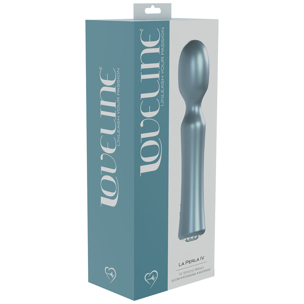 LOVELINE La Perla IV - Blue - Pearlescent Blue 19.2 cm USB Rechargeable Massage Wand Shots Toys