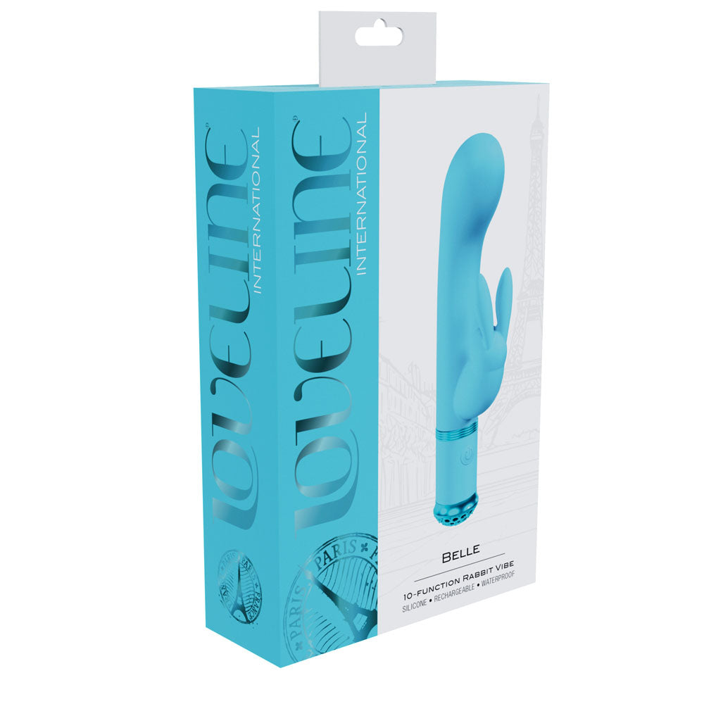 LOVELINE Belle - Blue - Blue 15.6 cm USB Rechargeable Rabbit VIbrator Shots Toys
