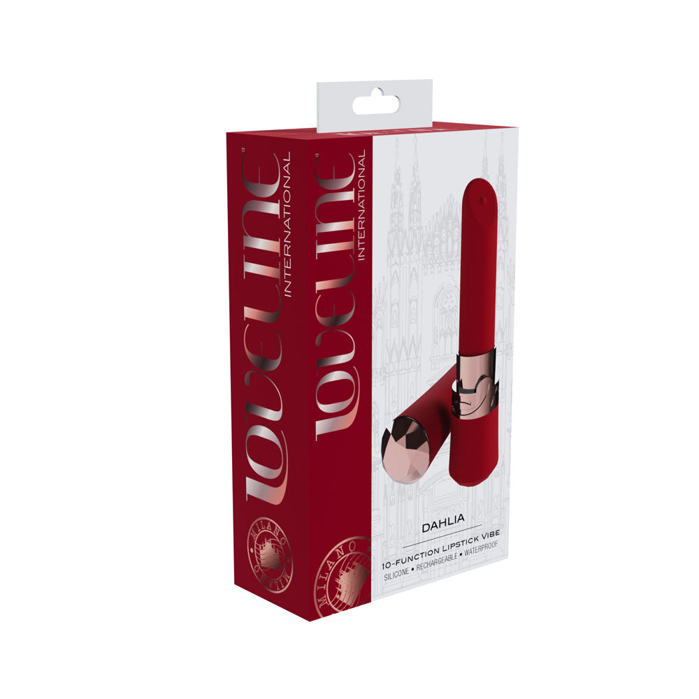 LOVELINE Dahlia - Red - Red 12.5 cm USB Rechargeable Lipstick Vibrator Shots Toys