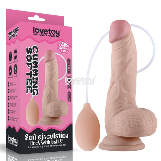 Lovetoy Cumming Softee 8 inch squirting dildo flesh suction cup - ClubX Australia