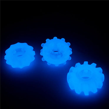 Lumino Play Penis Rings 3 Pack - Glow in the Dark Blue Cock Rings - Set of 3 Lovetoy