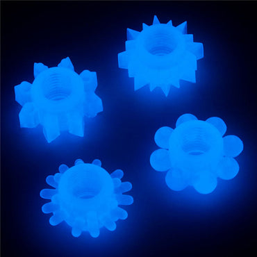 Lumino Play Penis Rings 4 Pack - Glow in the Dark Blue Cock Rings - Set of 4 Lovetoy