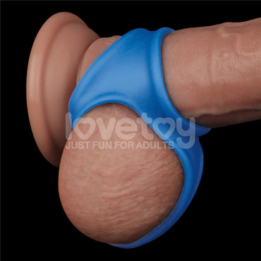Pinnacle Pro Trio Grip Enhancer - Blue Cock & Balls Ring Lovetoy