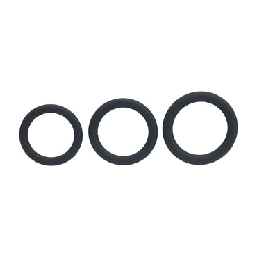 LEVELZ Classic Silicone Cock Ring Set - L/XL/XXL - Black Cock Rings - Set of 3 Sizes