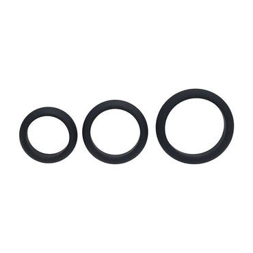 LEVELZ Wide O Silicone Cock Ring Set of 3 - S/M/L - Black Cock Rings - Set of 3 Sizes