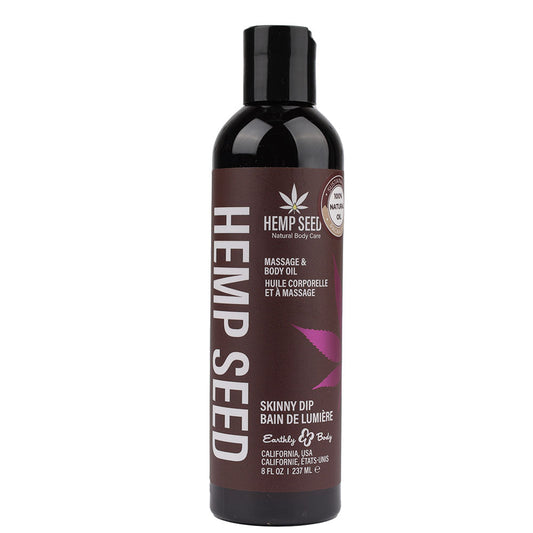 Hemp Seed Massage & Body Oil - Skinny Dip (Vanilla & Fairy Floss) Scented - 237 ml Bottle Earthly Body