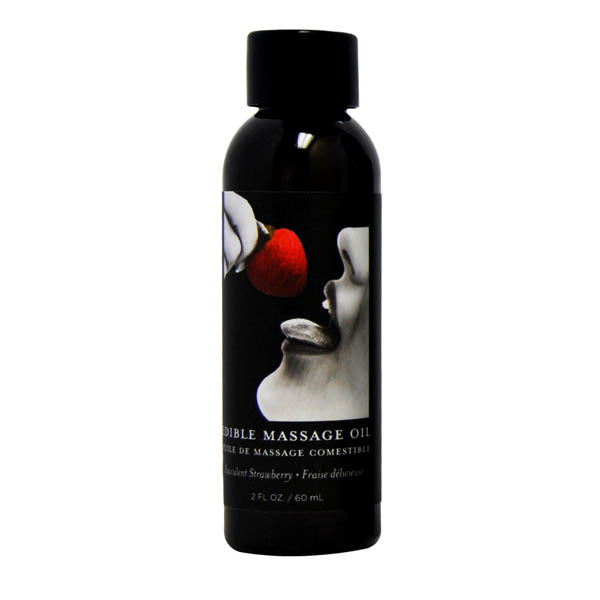 Edible Massage Oil - Succulent Strawberry Flavoured - 59 ml Bottle Earthly Body