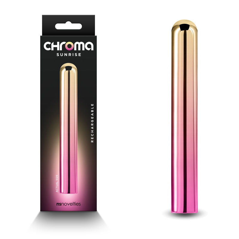 Chroma Sunrise - Large - Metallic Pink/Gold 13.8 cm USB Rechargeable Vibrator NS Novelties