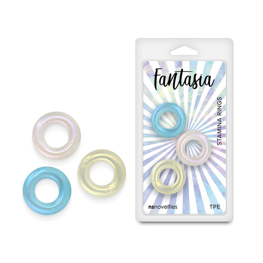 NS Novelties Fantasia Stamina Rings multicolour cock ring set of 3 - ClubX Australia