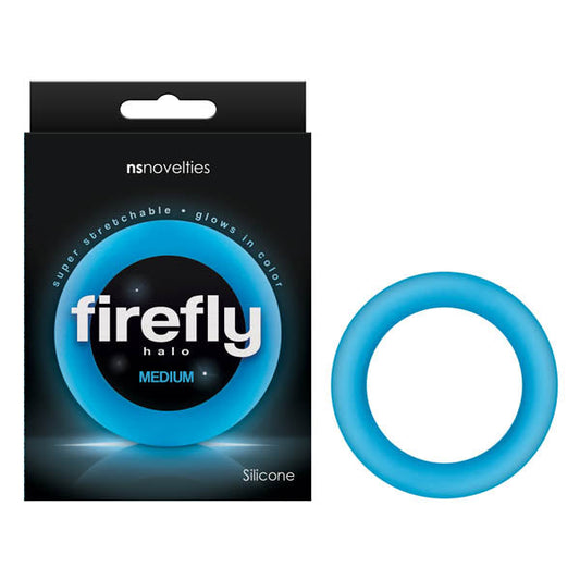Firefly Halo - Glow In Dark Blue Medium 55 mm Cock Ring Ns Novelties
