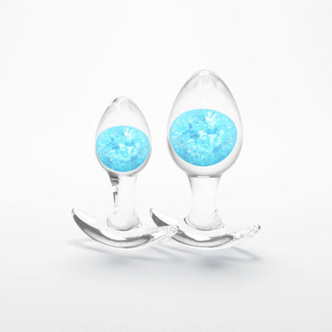 Glams Cosmic 2pc Kit - Blue - Clear/Blue Butt Plugs - Set of 2 Sizes NS Novelties