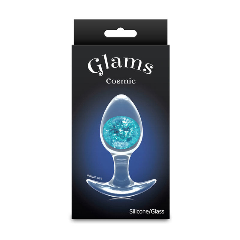 Glams Cosmic - Medium - Blue - Clear/Blue 9.5 cm Small Butt Plug NS Novelties