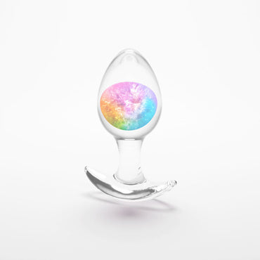 Glams Cosmic - Medium - Rainbow - Clear/Rainbow 9.5 cm Small Butt Plug NS Novelties
