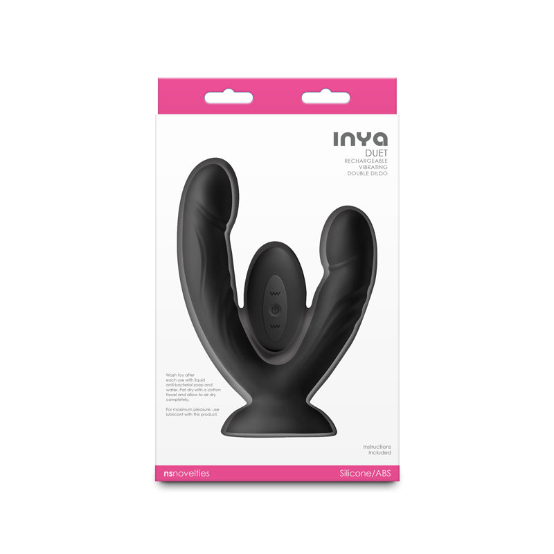 INYA Duet - Black - Black USB Rechargeable Vibrating Double Dildo with Wireless Remote NS Novelties