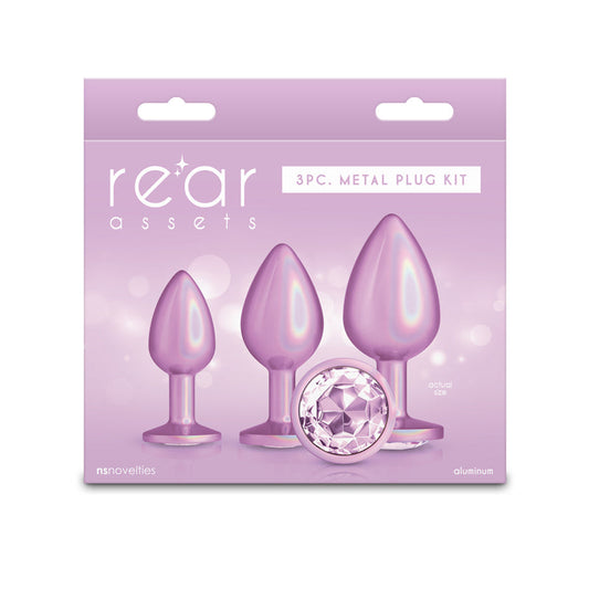 Rear Assets Trainer Kit - Iridescent Pink - Iridescent Pink Metallic Butt Plugs - Set of 3 Sizes NS Novelties